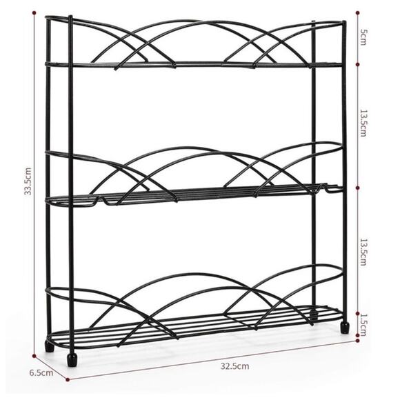 3 Tier Free Standing Kitchen Organization Space Saver Iron Wire Spice Rack - Picture 6 of 11